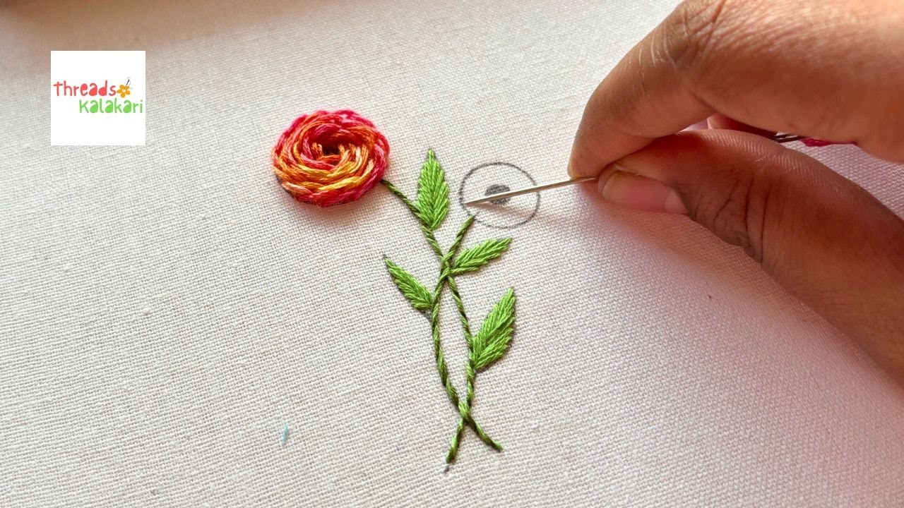 Stem Stitch Hand Embroidery Designs/Embroidery Stitches By Hand/Whipped Running stitch for beginners