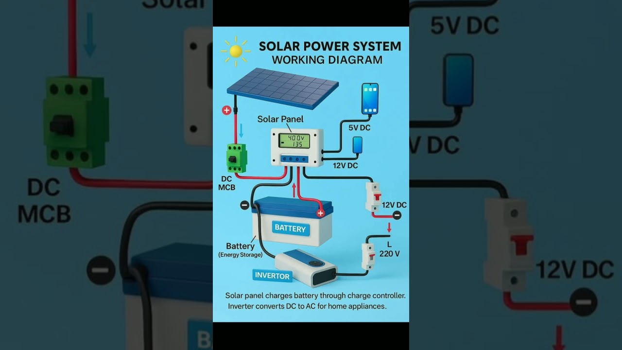 Solar Power System Working Diagram 