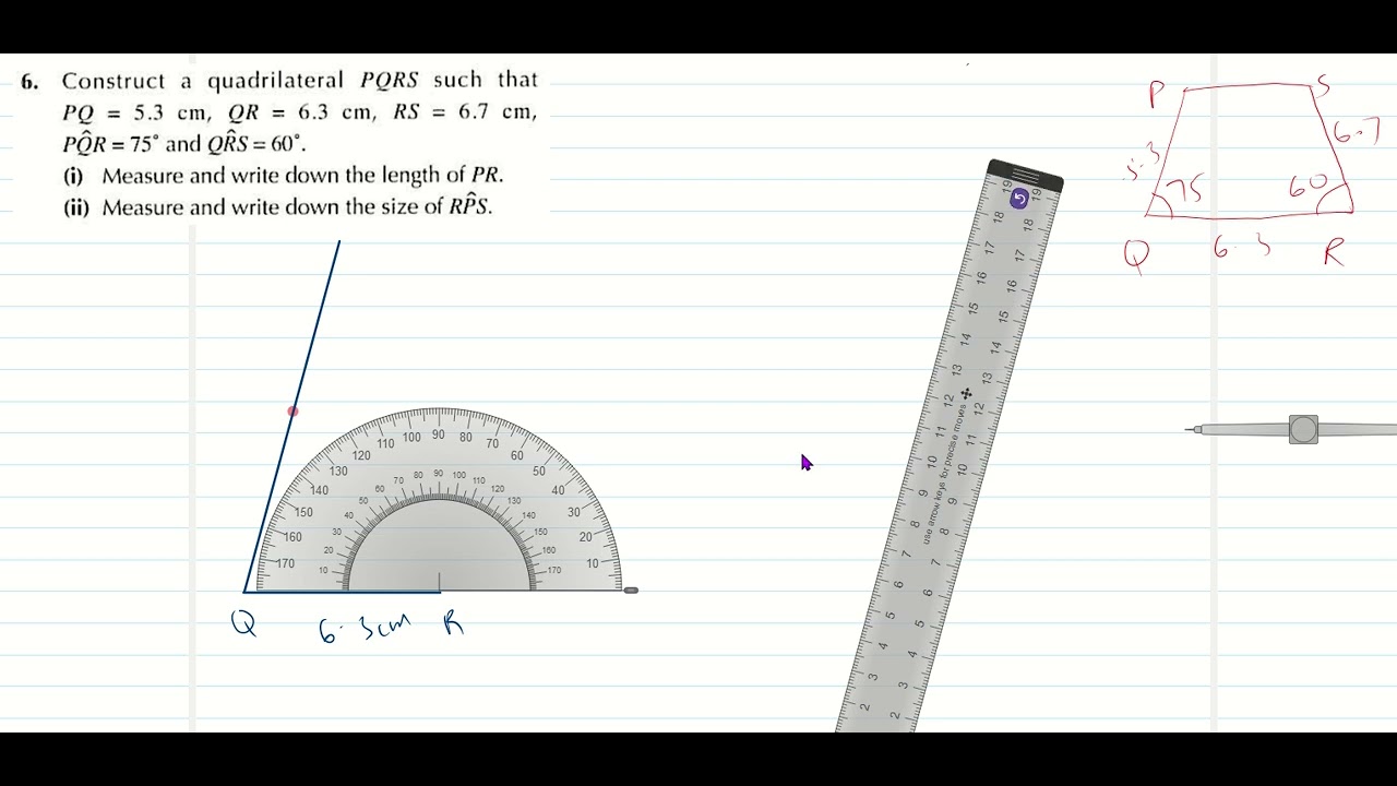 Q6 EX 12B Chapter 12 Geometrical Construction pg 310 O level math D1 math OXFORD NEW SYLLABUS MATHEM