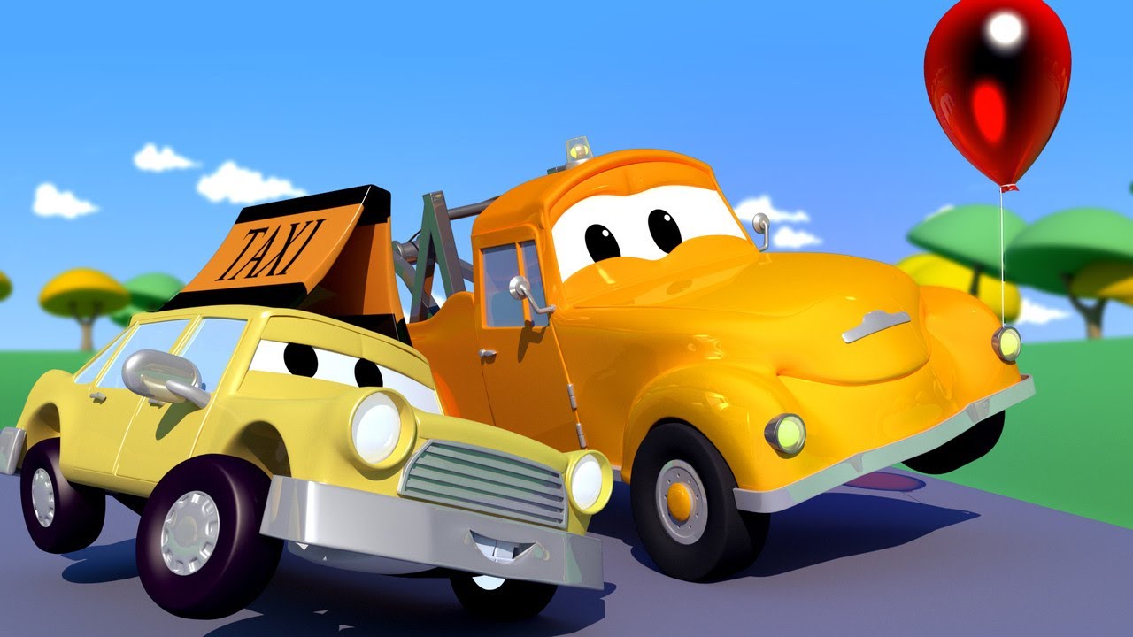 Jeremy de TAXI wordt AFGELEID door een BALLON  🚗 Autostad 🚗 Takelwagen Cartoons voor kinderen