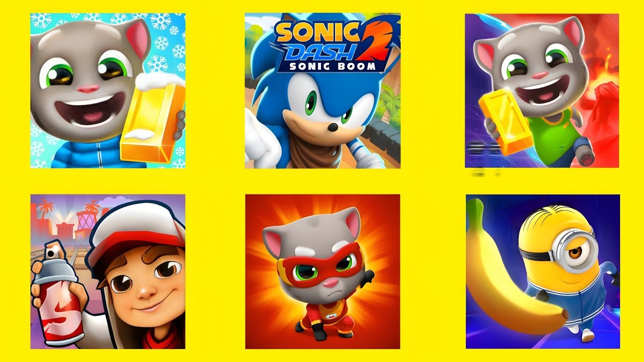 Talking Tom Gold Run,Sonic Dash 2, Tom Time Rush, Subway Surfers,Tom Hero Dash - Android Gameplay 