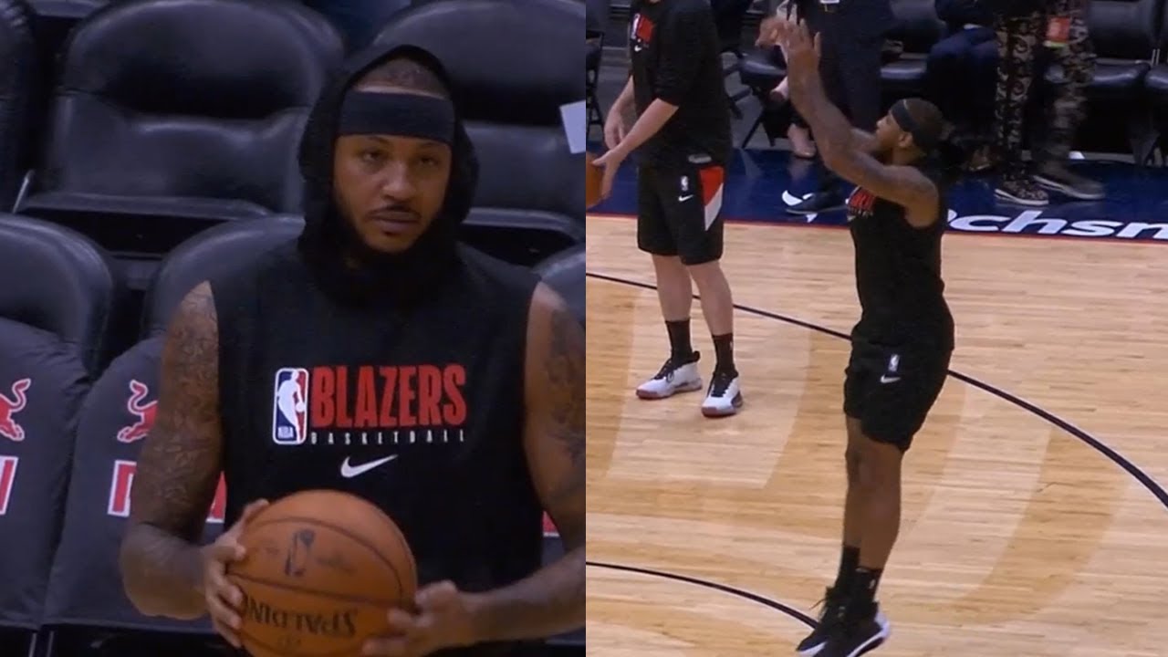 Carmelo Anthony Warming Up Before His Blazers Debut