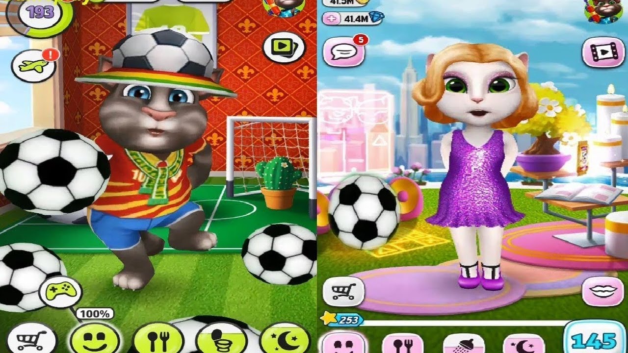 My Talking Angela Level 145 VS My Talking Tom Level 193