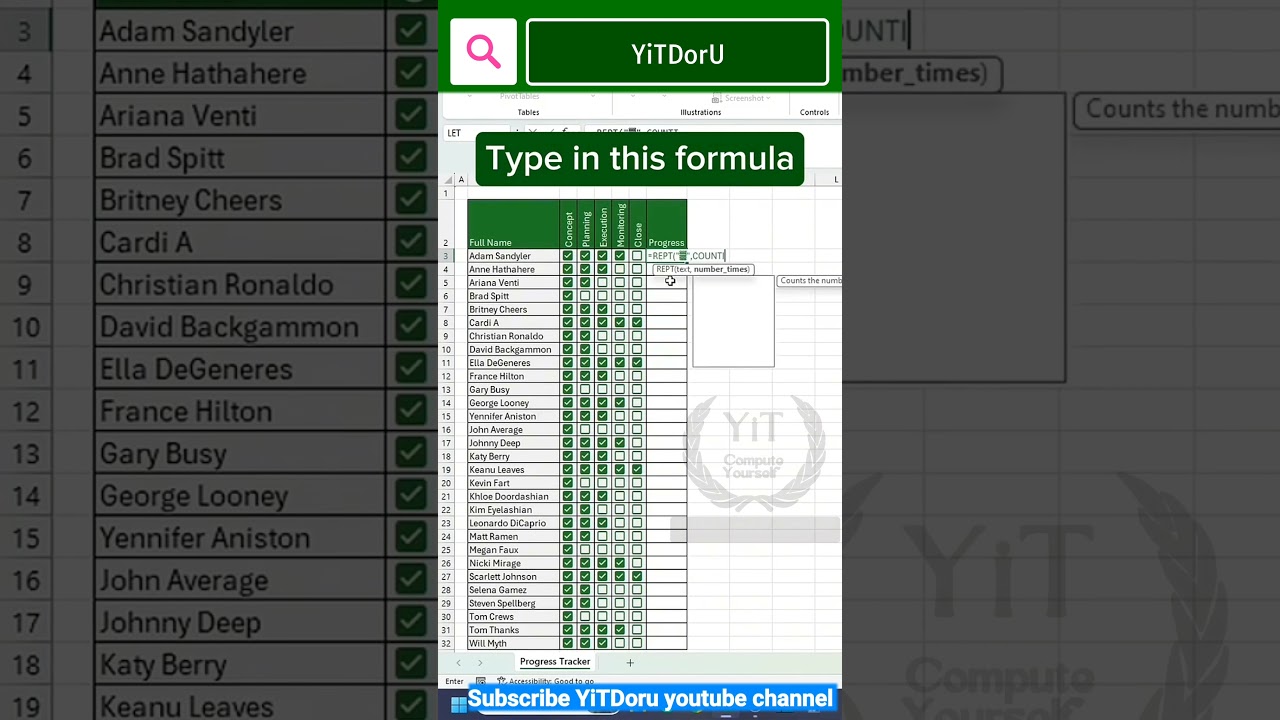 Excel Automatic Checkbox with Dynamic Bar Chart 📊 | Create Interactive Dashboard in Excel StepbyStep