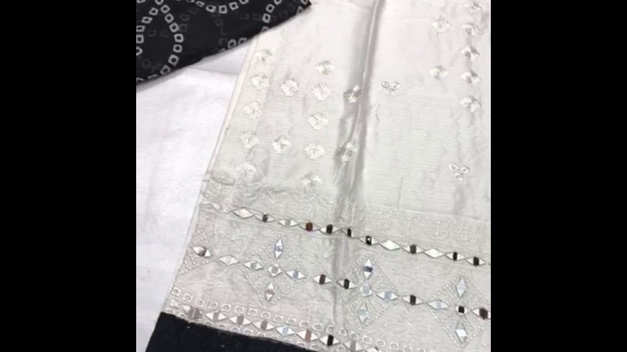 Pakistani fancy mirror work winter fabric stitched collection chickenkari embroidered desi asian