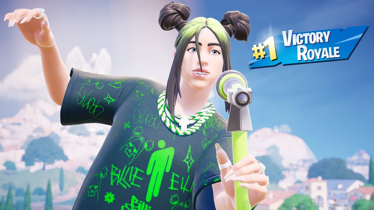 Victoria con la skin BILLIE EILISH ULTRAVIOLETA Fortnite