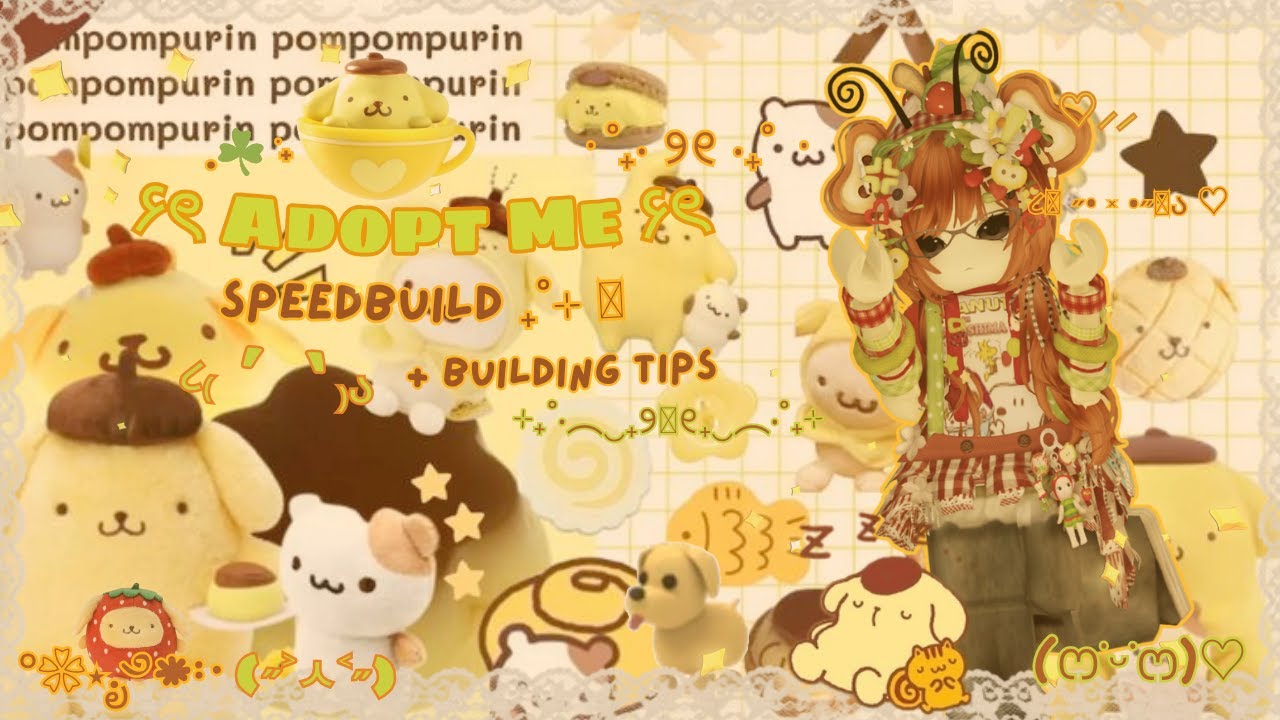 *SPEEDBUILD* Adopt me Pompompurin Cafè ♡ ୨ৎ ─ *Pudding house* ! ! ♡⸝⸝