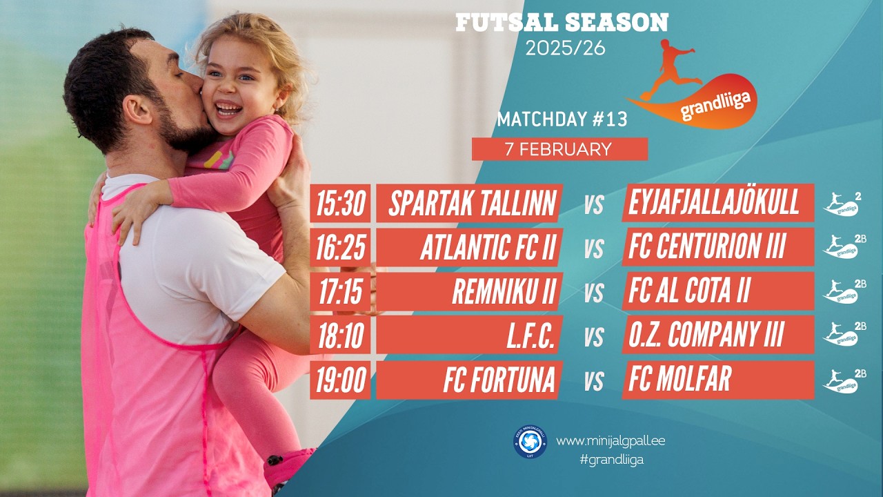 Grandliiga 2 & 2B Futsal 2025/26 (live stream) 14-Feb-26