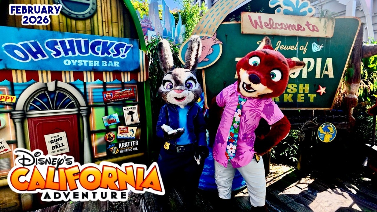Disney California Adventure Full Park Tour! Minnie, Sadness, Nick Wilde and Judy Hopps!
