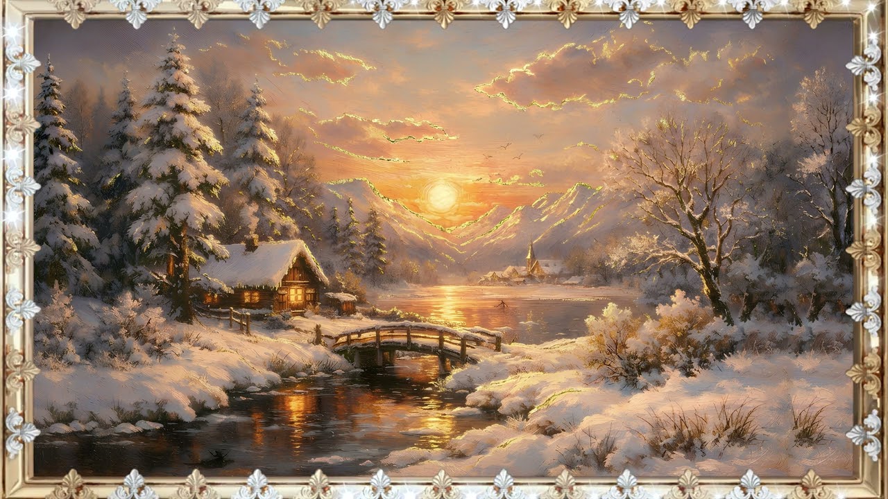 Snowy House by the River: 4K Cozy Winter Landscape with Gentle Snowlight | Frame TV Edition
