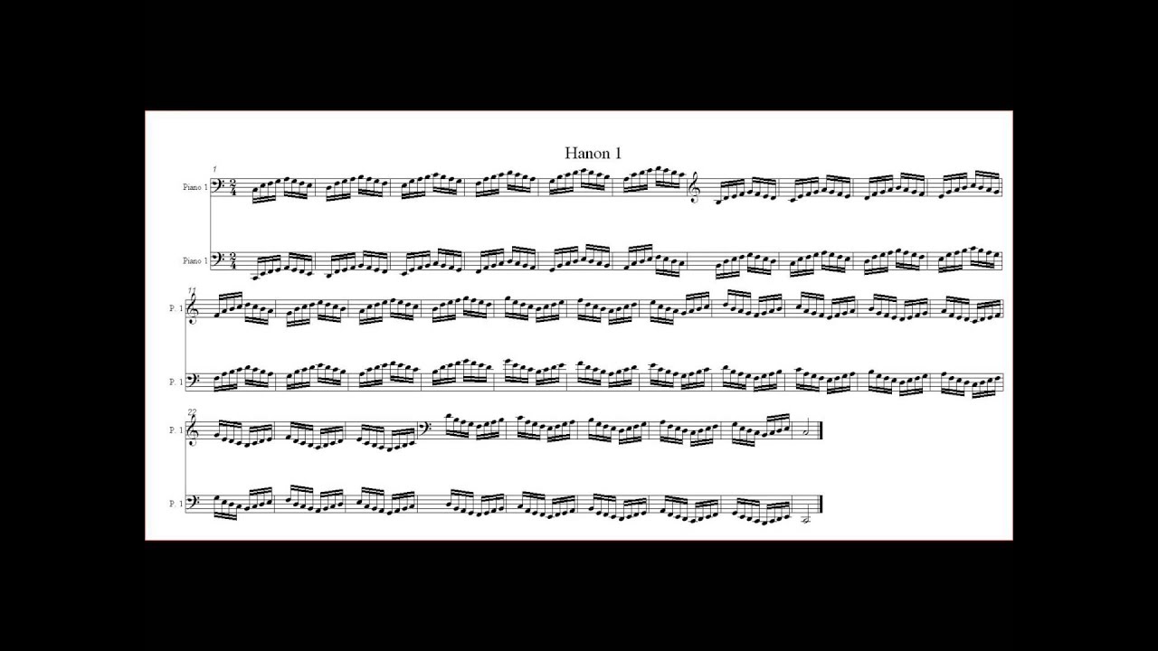 Aprendo piano. Hanon 1. Practicar todos d&iacute;as