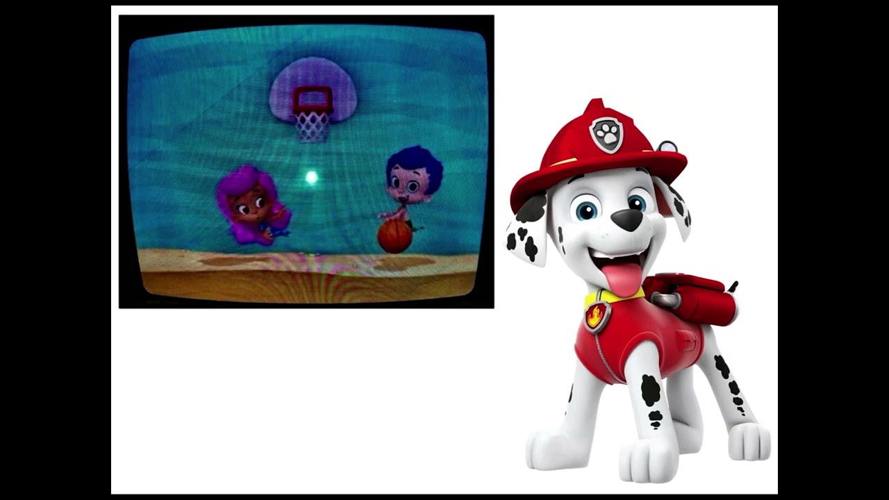 Marshall Watching Bubble Guppies: Fishketball On TV