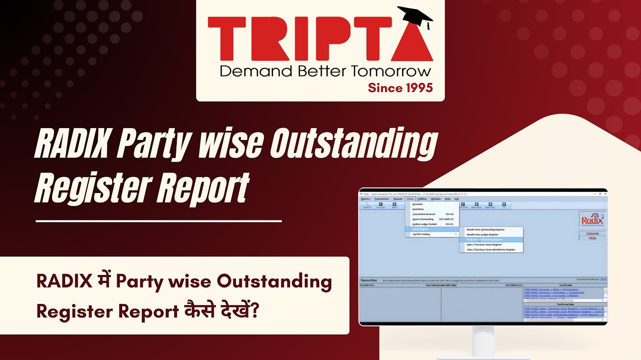 RADIX Party wise Outstanding Register Report