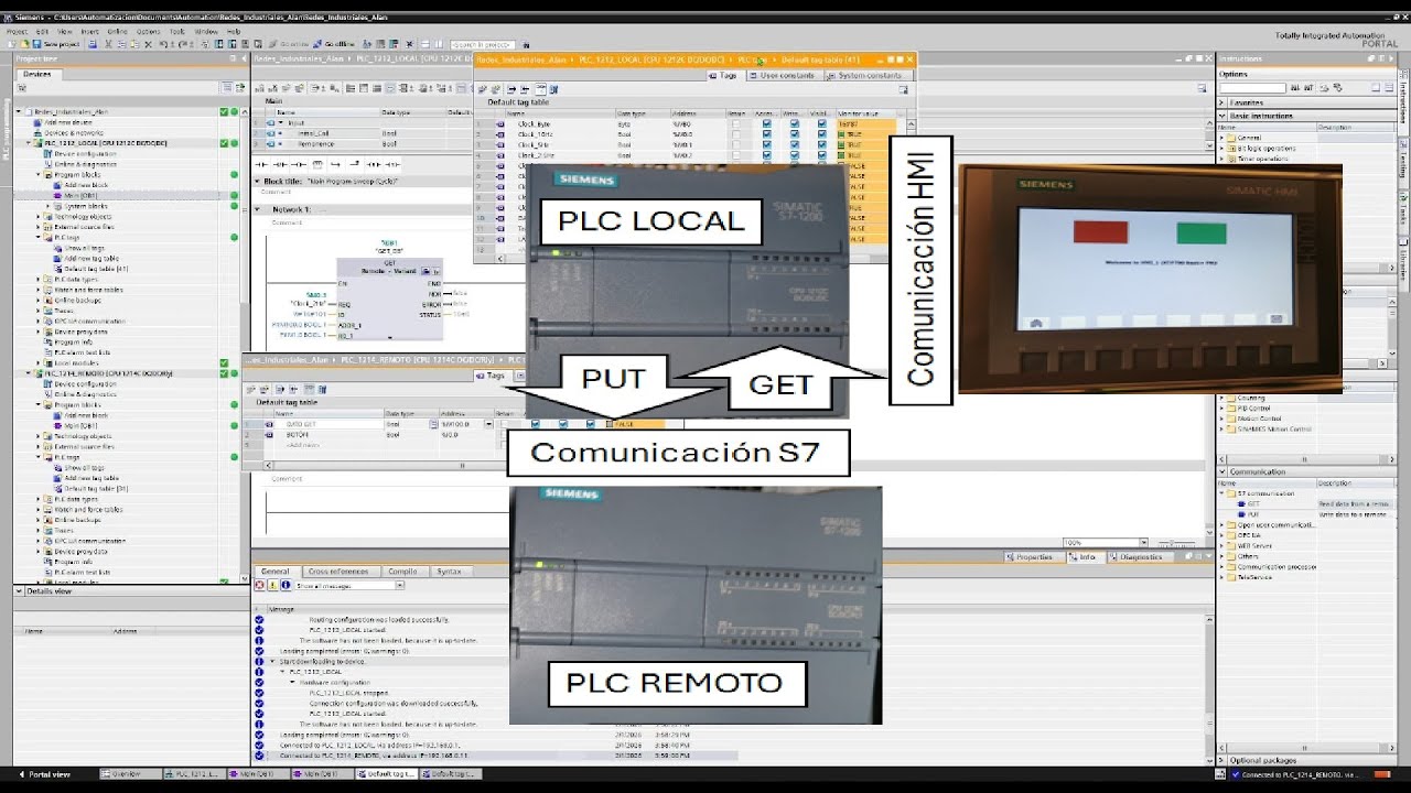 Arquitectura de comunicación S7 PLC–PLC utilizando GET/PUT y visualización en HMI en TIA Portal
