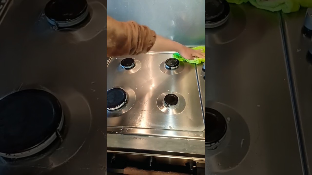 sparkling clean stove using lemon and baking soda ✔️ #viralhacks