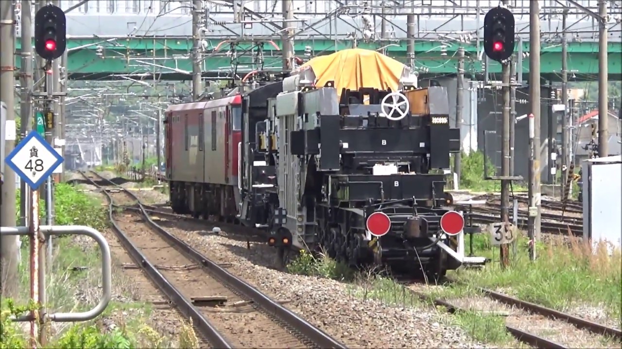 特大貨物シキ801B1、EH500に牽引されてジョイント音を響かせながら陸前山王発車