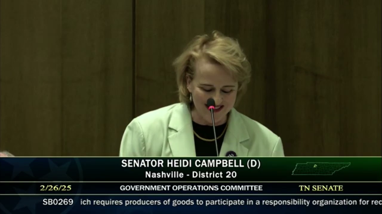 Senator Campbell presents the TN Waste to Jobs Act to the Government Operations Committee in 2025