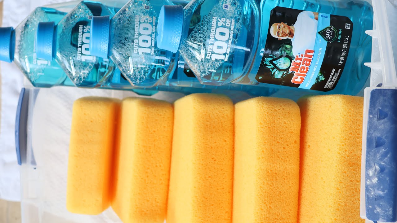 💙 ASMR GALLONS MR CLEAN SATISFYING SPONGE SQUEEZING 💙