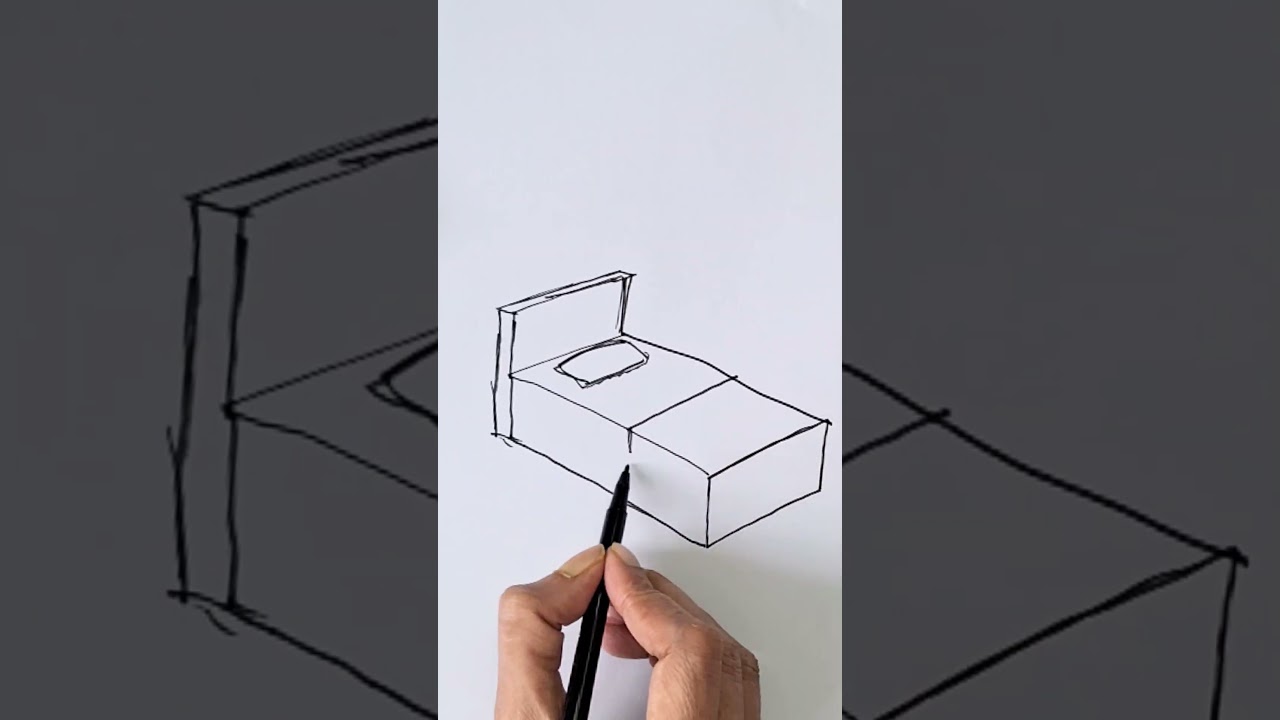How to draw a single bed in two point perspective easy for beginners #drawingtutorial  #art