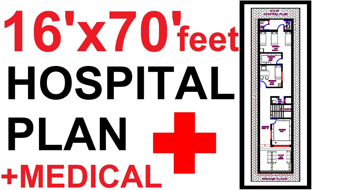 16' X 70' FEET HOSPITAL PLAN WITH FURNITURE ARRANGEMENTS // 1120 SQ FT PLAN // FRONT SIDE