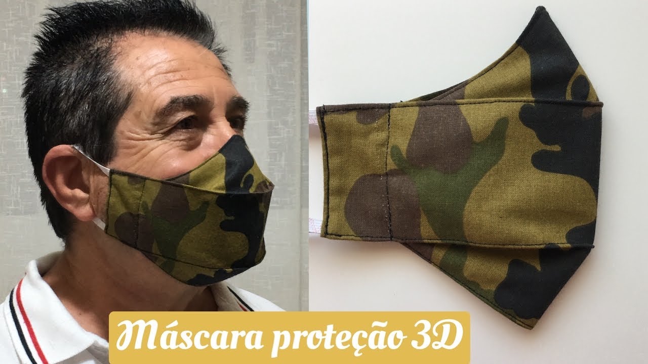DIY: MASCARA DE PROTECAO 3D MASCULINA  ESTAMPA CAMUFLADA (ENCAIXE PERFEITO)