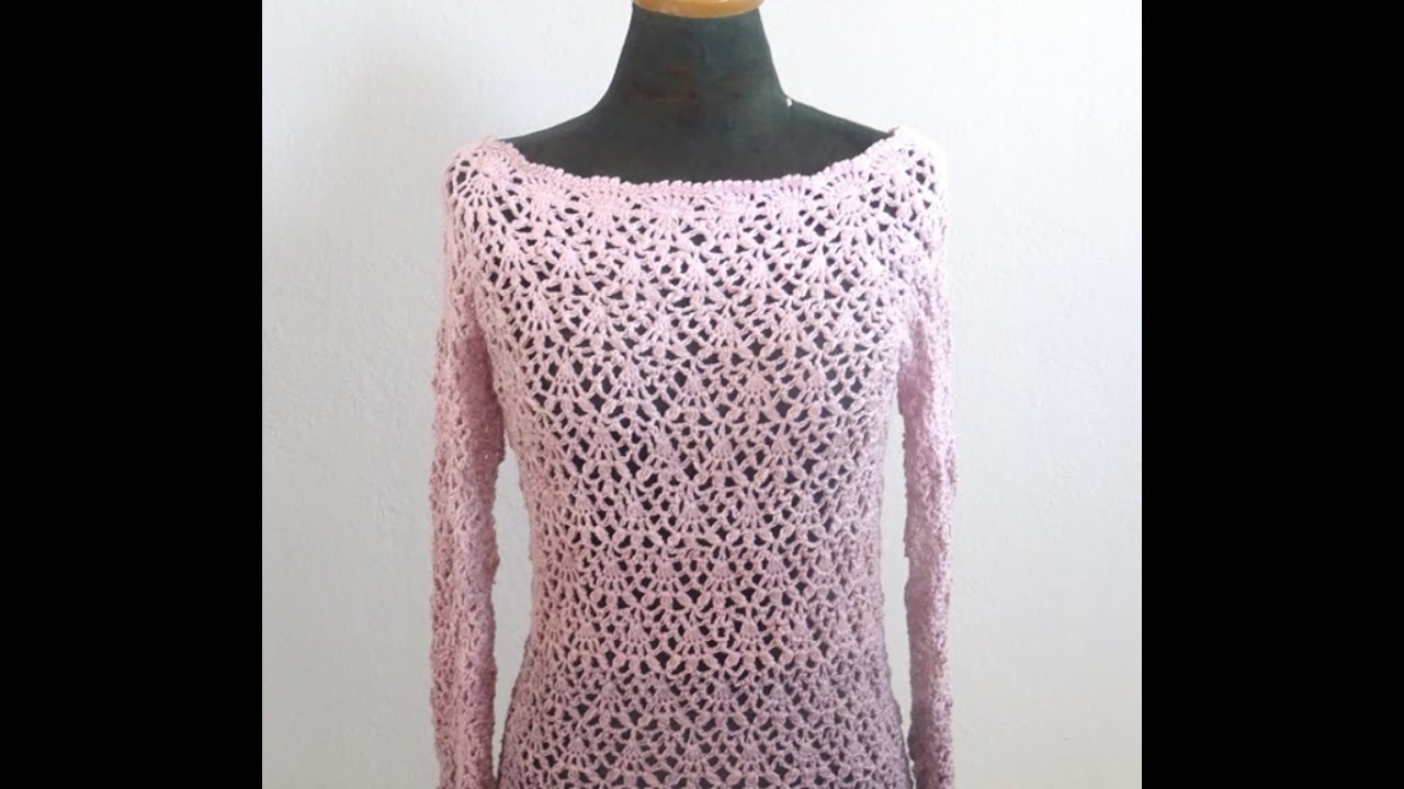 Crochet Top Down Sweater-very easy Part 1/2