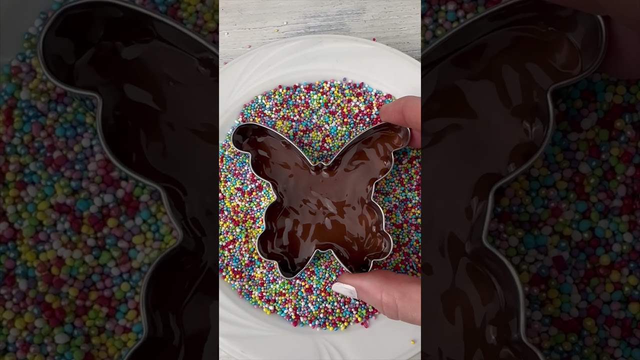 How to make beautiful chocolate butterfly with colorful sprinkles #butterfly  #chocolate #sprinkles
