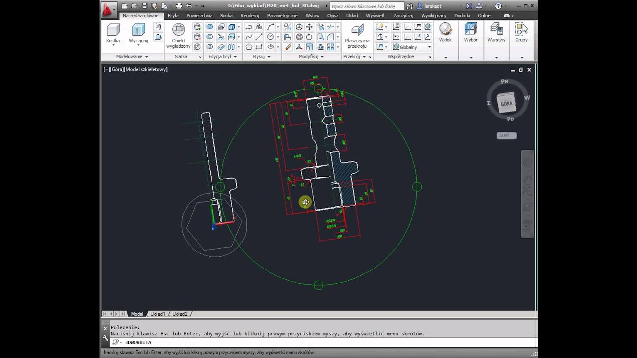GZK_5_3D (AutoCad 3D 5/7) Gwint  wewnętrzny 3D, przenikanie brył, wiercenie walca