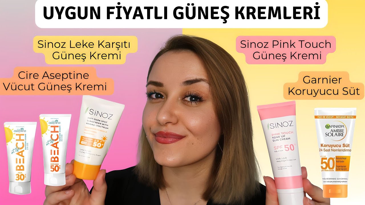 Uygun Fiyatlı Güneş Kremleri | Sinoz SPF 50+ Pink Touch Renkli Güneş Kremi, Garnier Koruyucu Süt