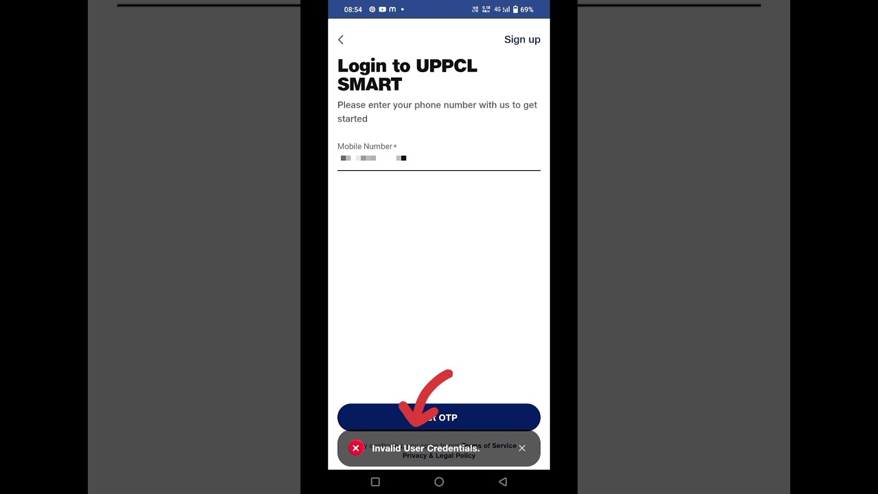 invalid user credentials | UPPCL smart app login problem | 