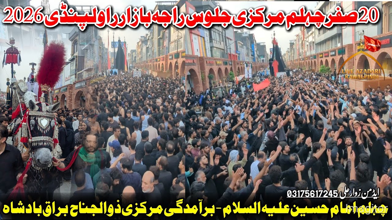 20 Safar 2026 Markazi Chehlum Jaloos Rawalpindi 2026 |  Zuljanah Imam Hussain As | Raja Bazar Rwp 