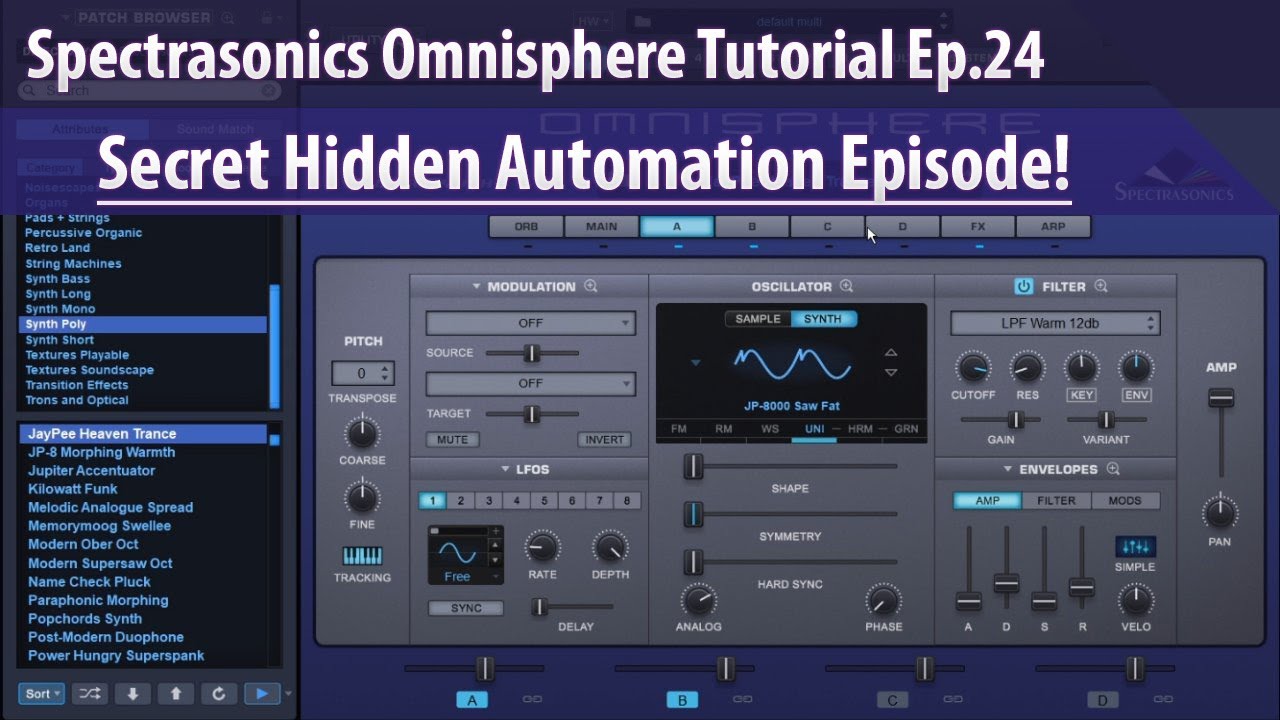 Учебное пособие Spectrasonics Omnisphere, эпизод 24 — Автоматизация (бонусный эпизод!)