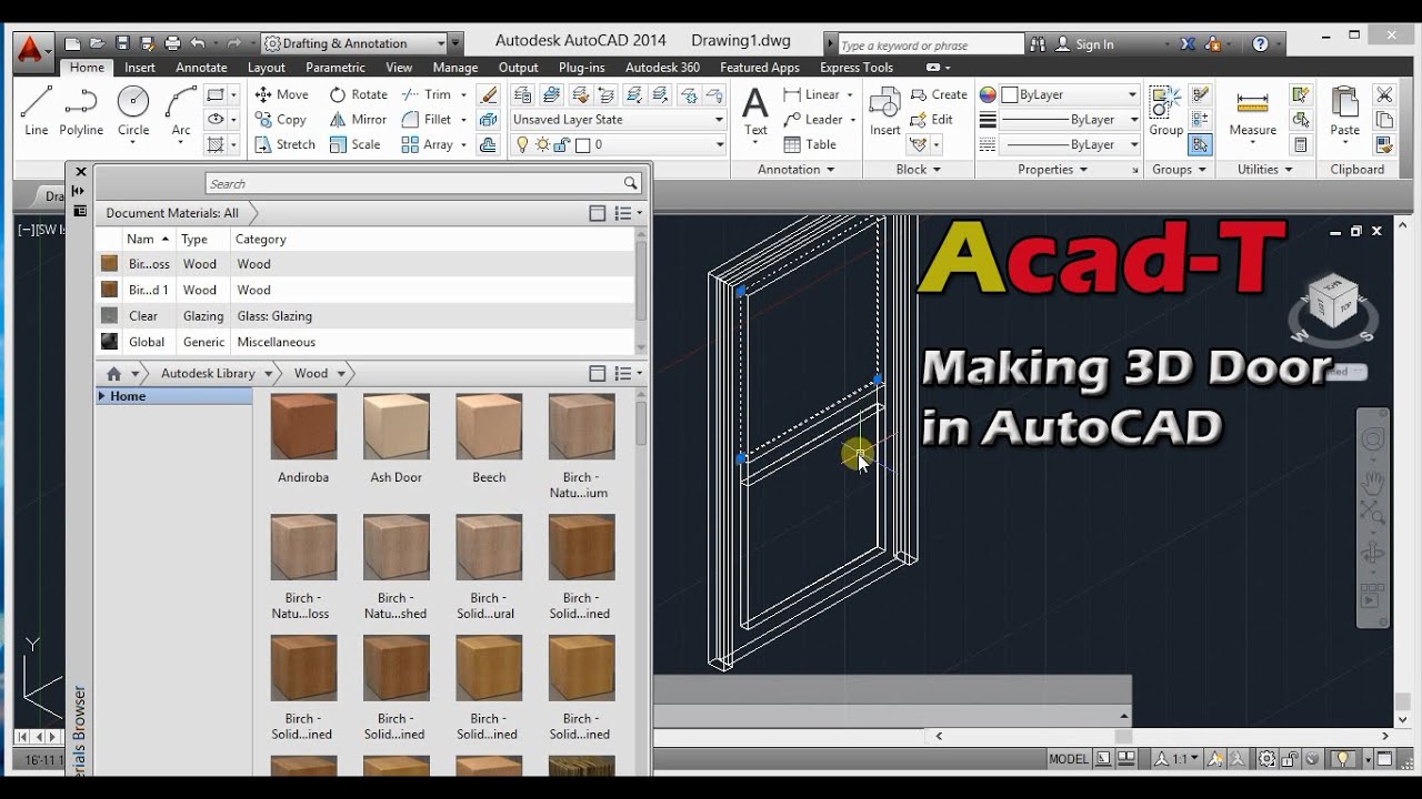 AutoCAD Tutorial, Making 3D Door - AutoCAD Design