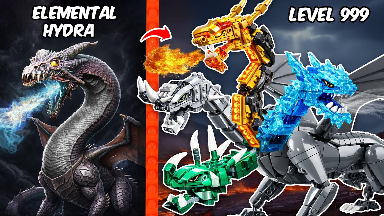 100 Days Escaping the 4-Headed ELEMENTAL HYDRA DRAGON! | AM Bricks Galaxy