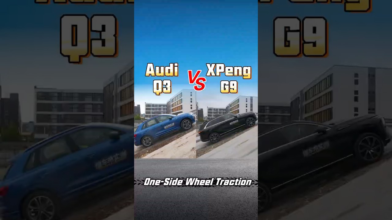 Audi Q3 VS XPeng G9 One-Side Wheel Traction #audi #offroad #suv