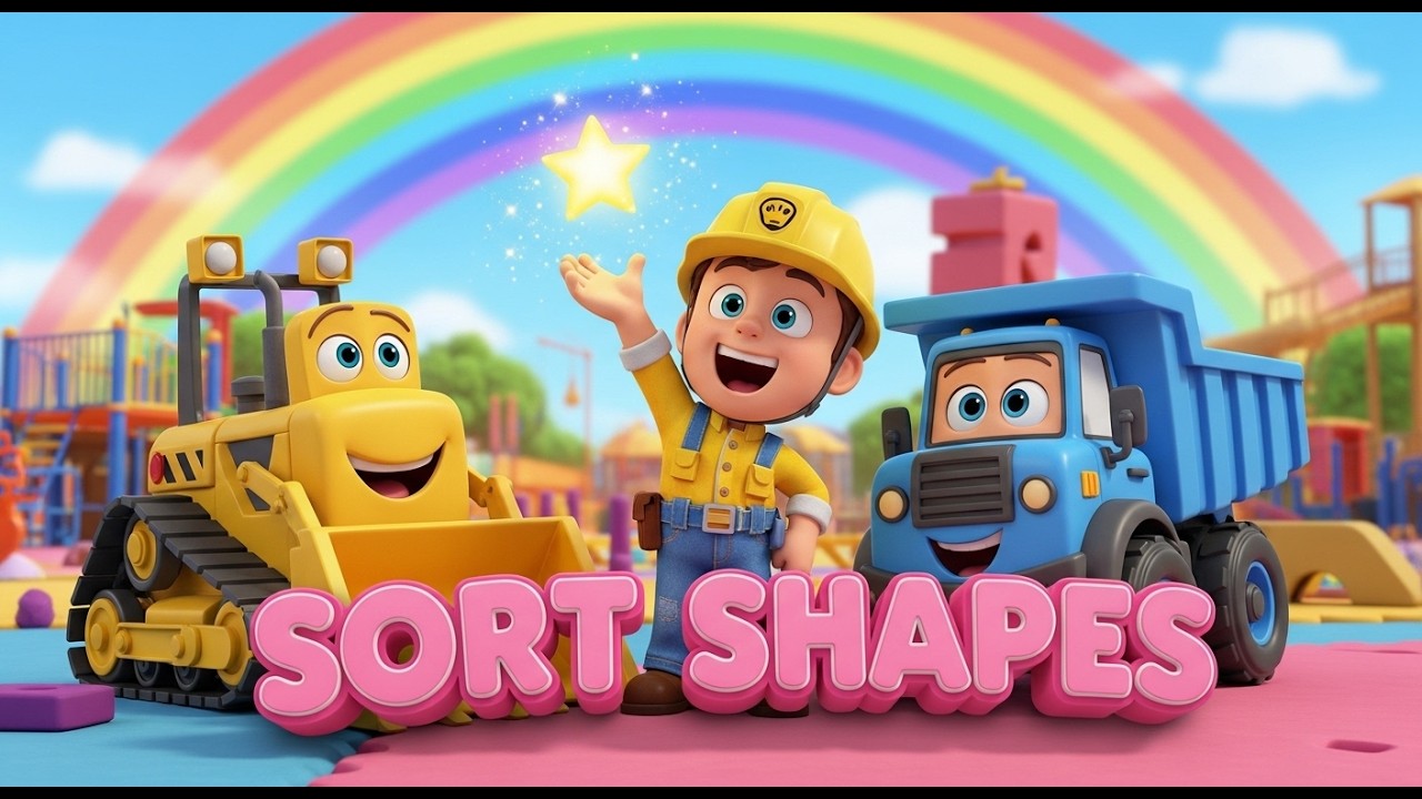 Shapes Song for Kids: Fun Shape Sorting with Construction Trucks! (Toddler Learning)