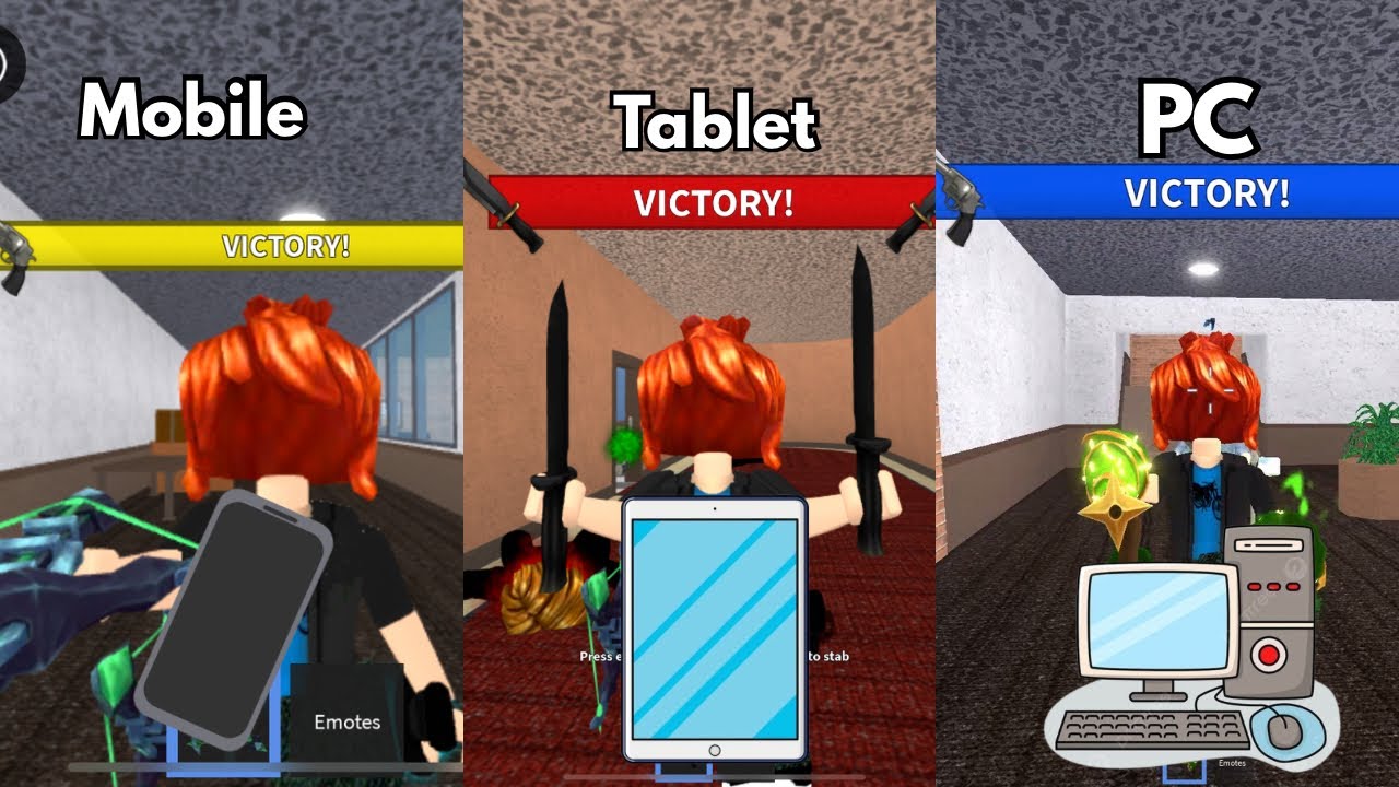 Playing Mm2 in 3 Different Devices as a Bacon...