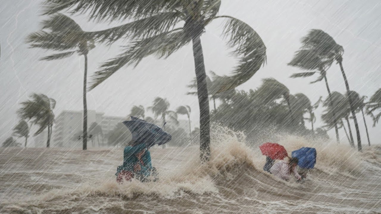 Азию поразил чудовищный шторм! Мощнейший ураган разрушил деревню и вызвал наводнение.