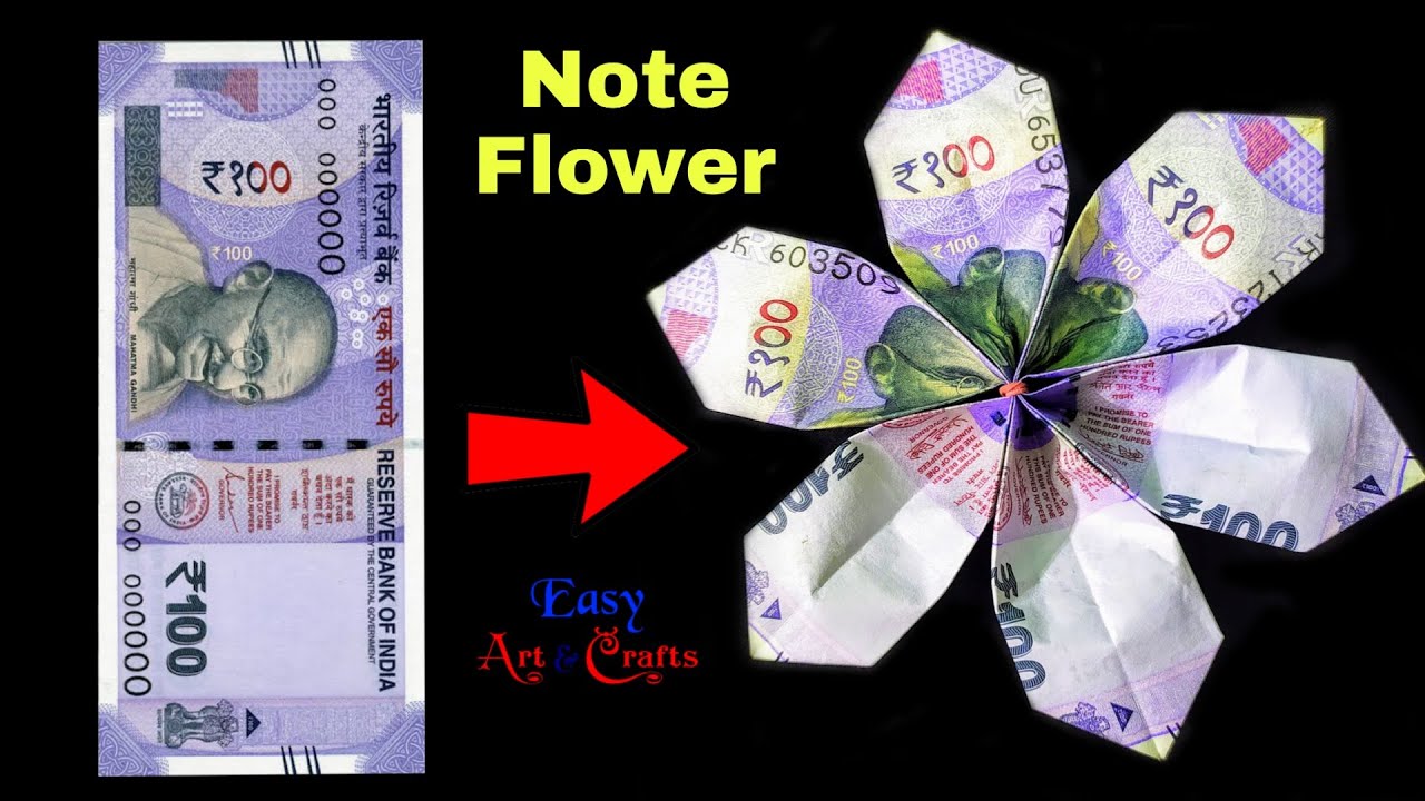 How to Make Rupees Flower - Easy Money Flower Origami - Origami Note Flower - Easy Art & Crafts