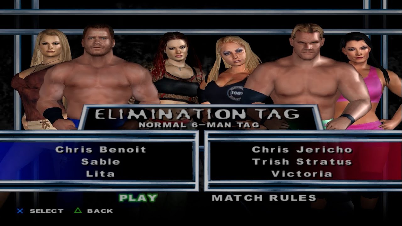 WWE SmackDown! HCTP - ChrisBenoit,Sable,Lita VS ChrisJericho,TrishStratus,Victoria (ELIMINATION TAG)