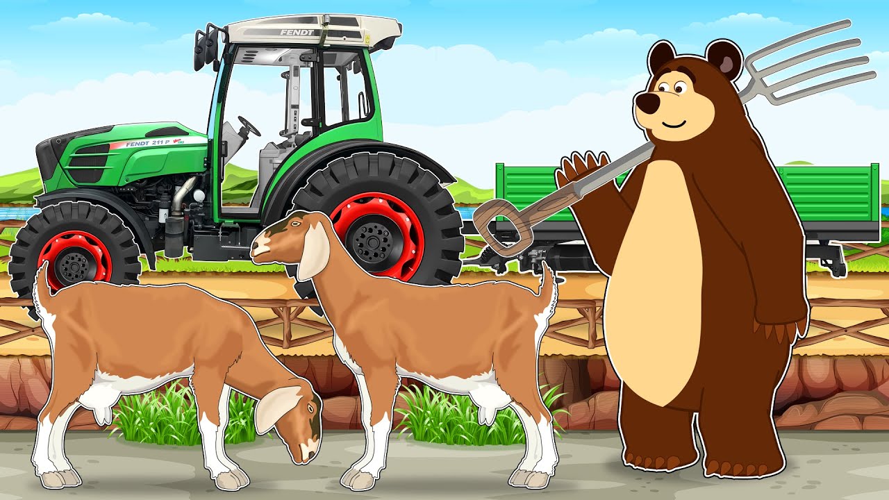 Farmer And Tractor Transport & Pasture-Raised Dairy Goats | Vehicles Farm Animated