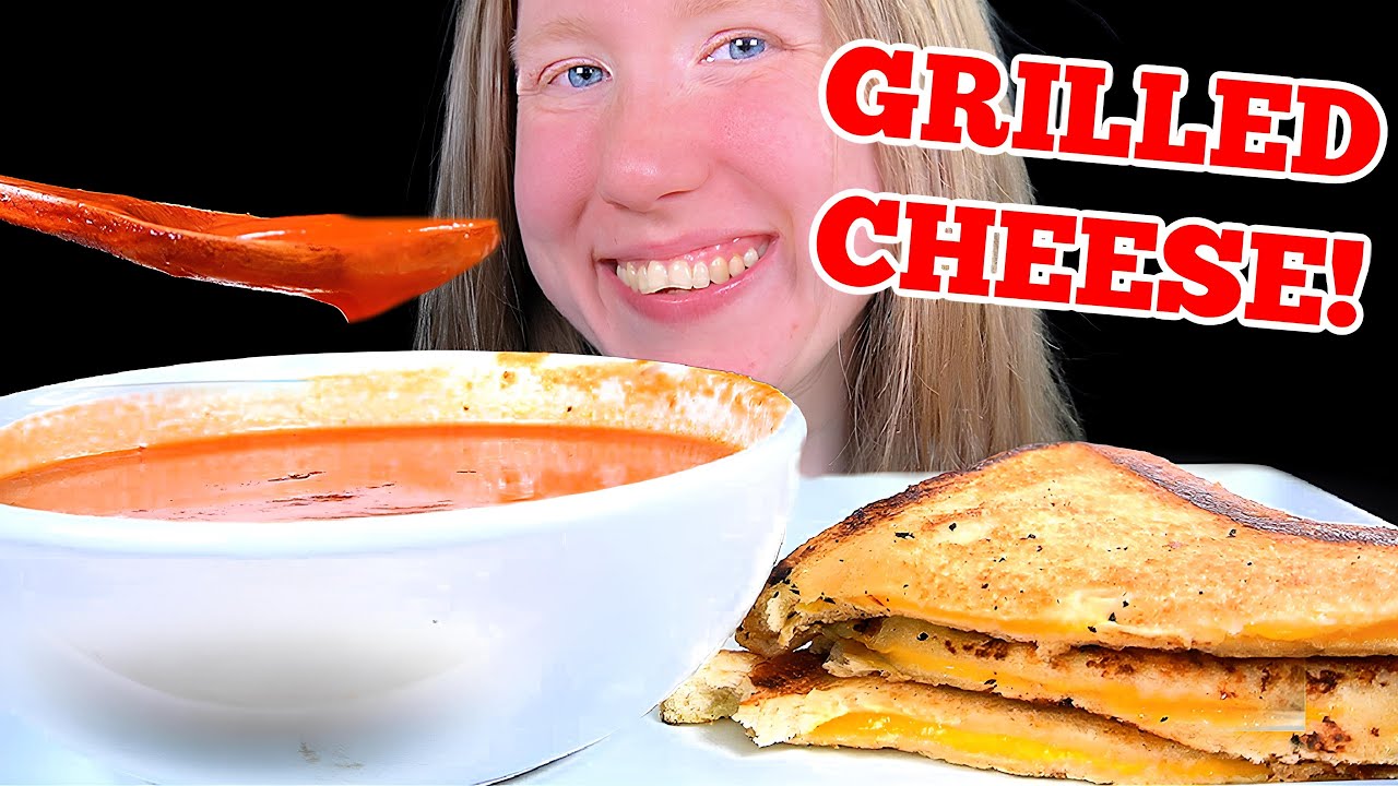ASMR GRILLED CHEESE & TOMATO SOUP MUKBANG EATING SOUNDS