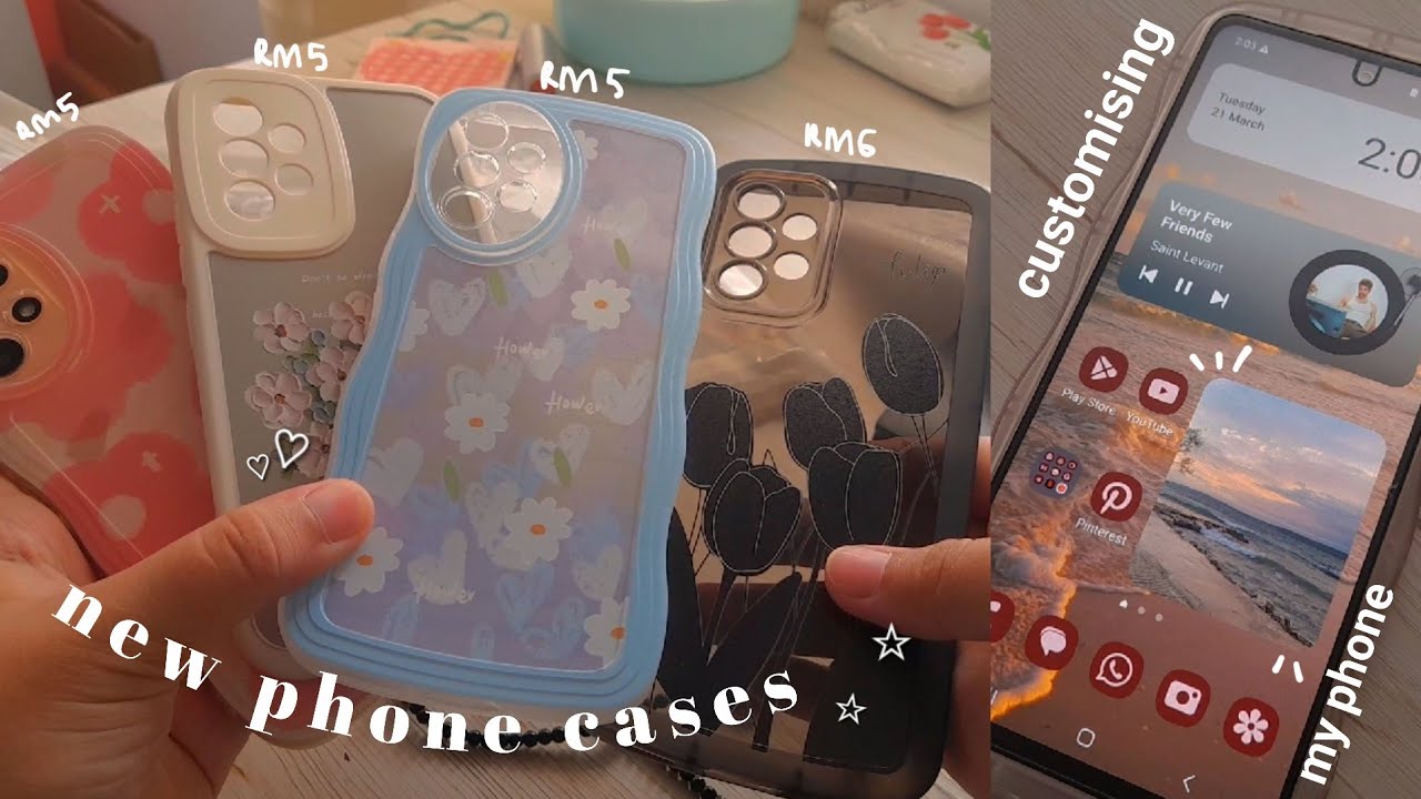 making my android phone aesthetic samsung a53 + new phone cases