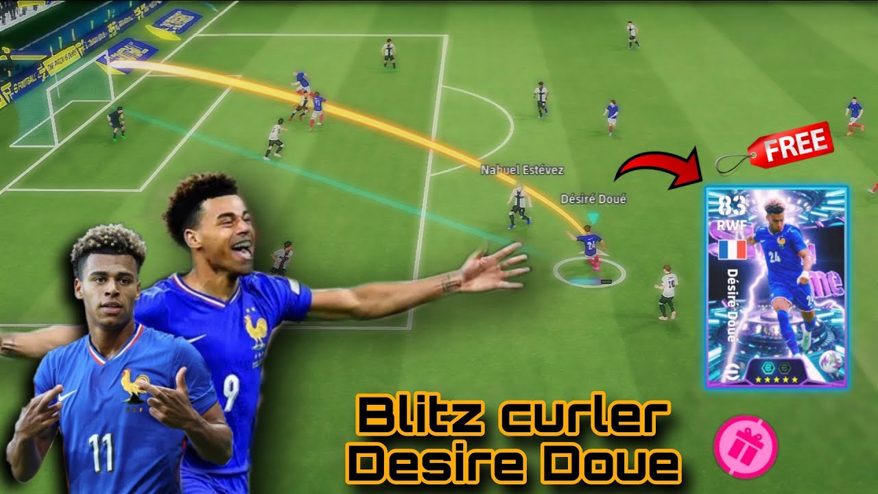 🤑Free Blitz curler Desire Doue Card Review efootball 26 gameplay #pes #efootball 