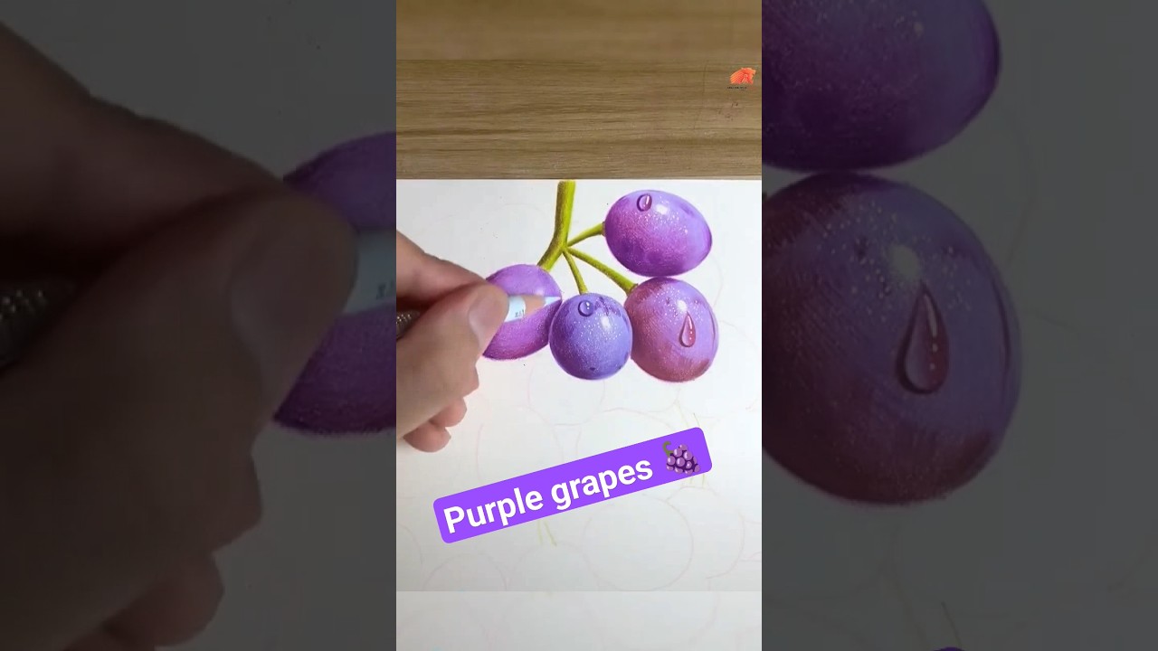 how to Draw realistic grapes 🍇 #shorts #fruitdrawing #grape