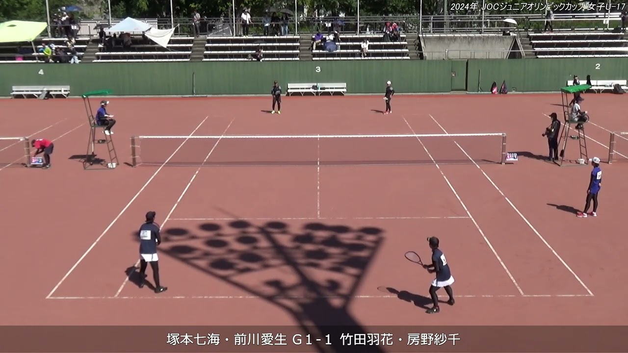 2024年 全日本ジュニアソフトテニス選手権大会 女子U-17 ダブルス 準々決勝 塚本七海・前川愛生(広島翔洋高校) 対 竹田羽花・房野紗千(昇陽高校・四天王寺高校)