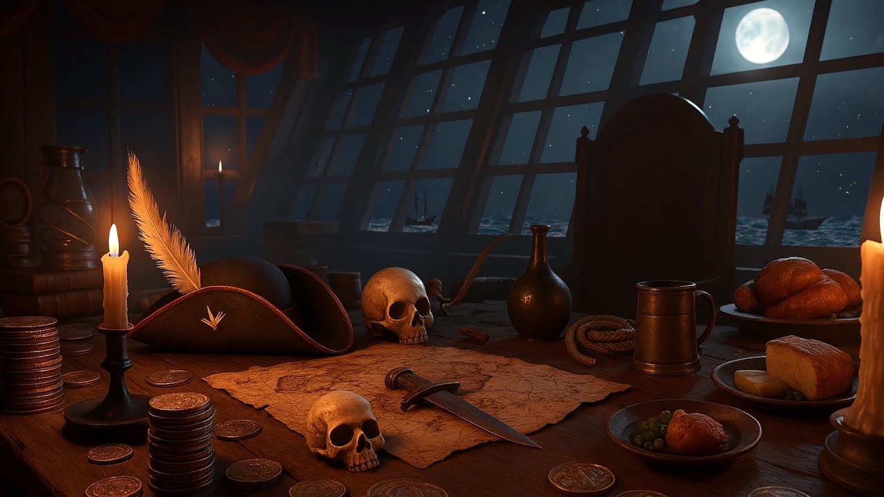 Pirate Ship Ambience - Captain's Cabin, Creaky Wooden | 3 Hours