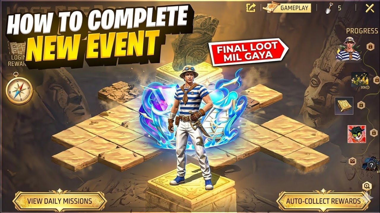 How to complete lost treasure event | Free fire new event 