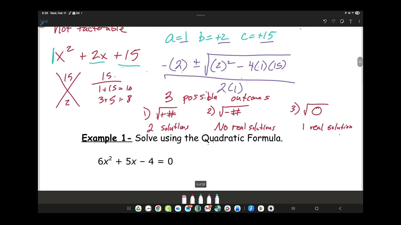 Int Alg U7S1B - Quadtratic Formula