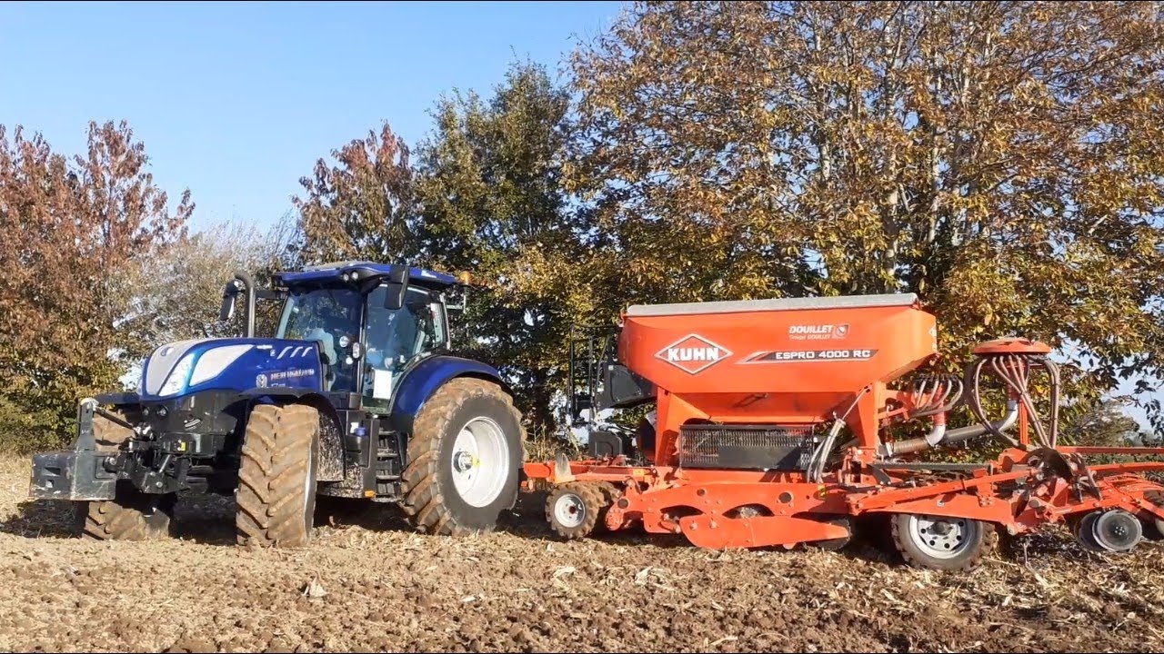 🌾Démo SEMOIR KUHN ESPRO 4000 RC 4m/semis de blé/T7225 blue power🤩